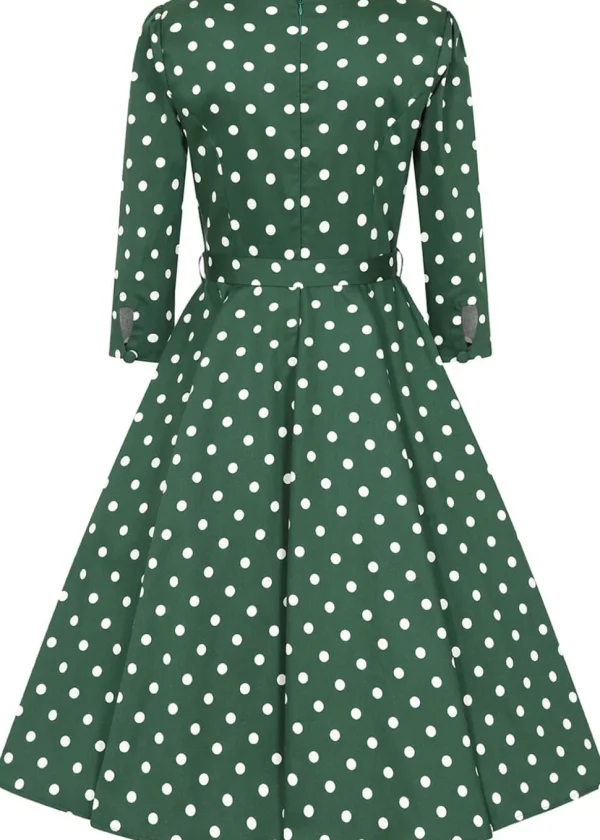 Hearts & Roses Kylie Polkadot 50's Swing Dress Green