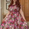 Hearts & Roses Lola Floral 50's Swing Dress Green