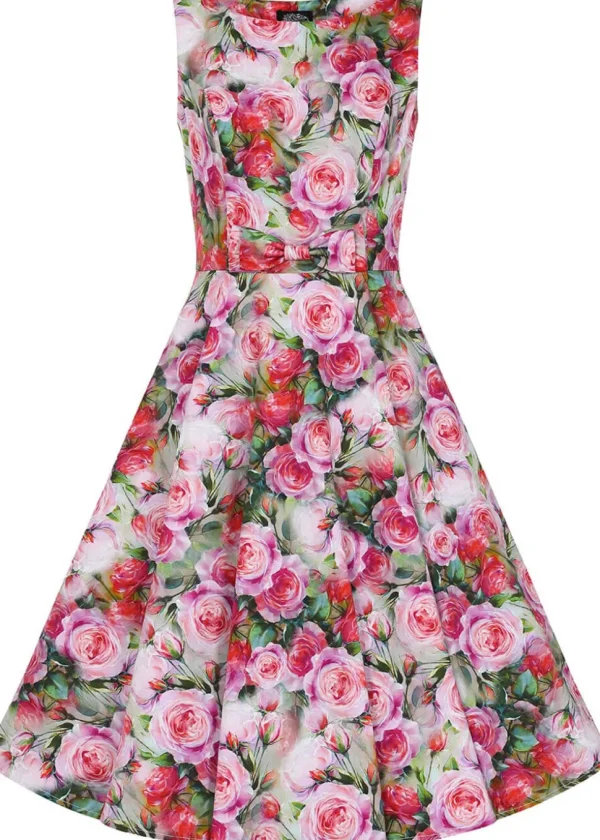 Hearts & Roses Lola Floral 50's Swing Dress Green