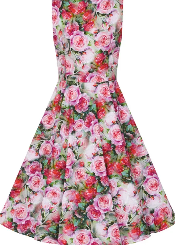 Hearts & Roses Lola Floral 50's Swing Dress Green