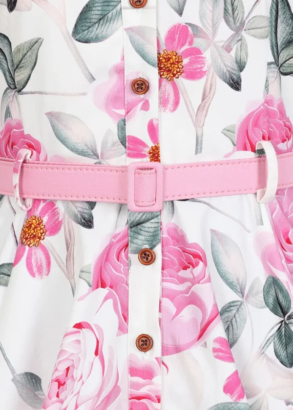 Hearts & Roses Luella Floral 50's Swing Dress White