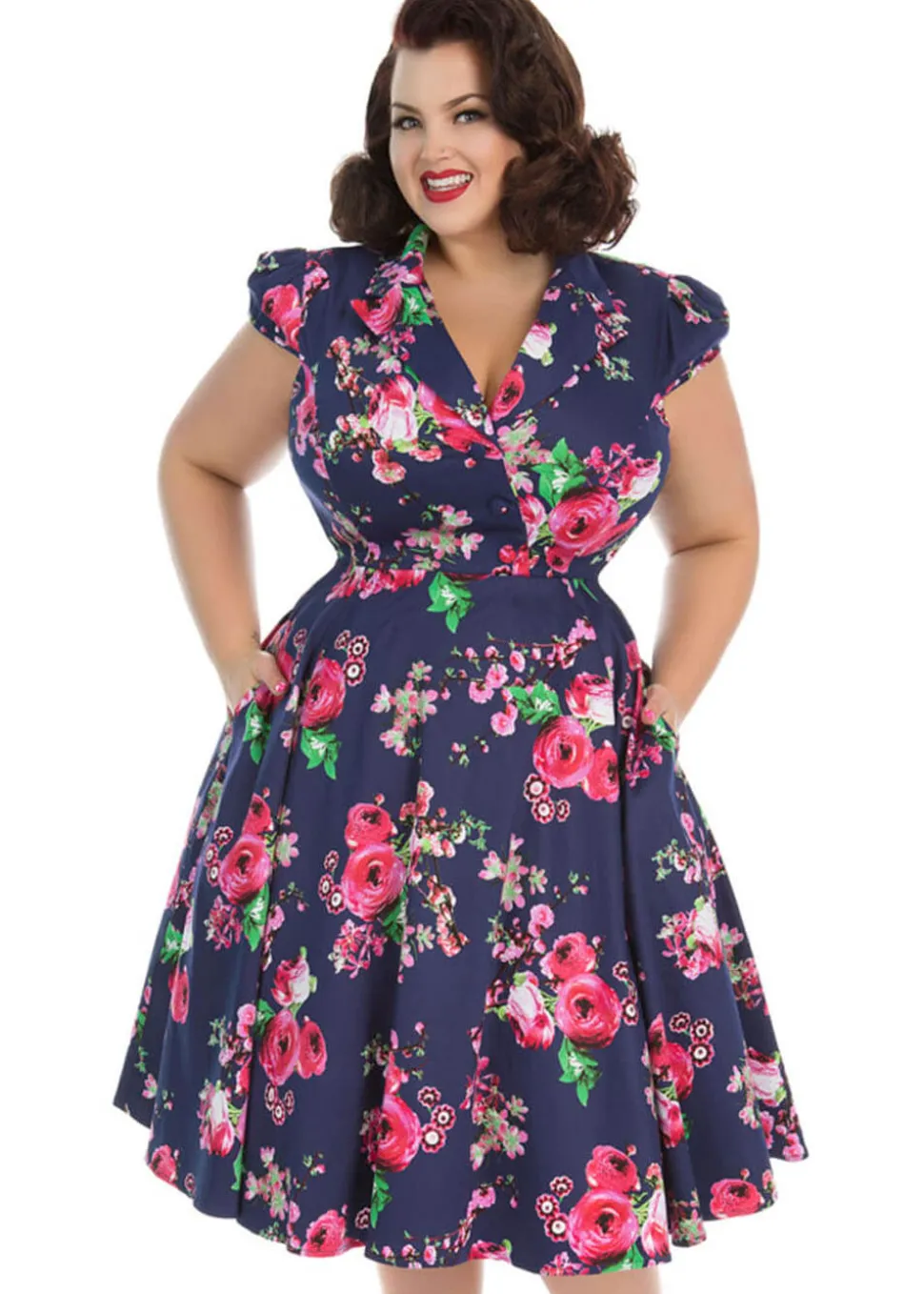 hearts__roses_midnight_ga_0.webp Hearts & Roses Midnight Garden 50's Swing Dress Navy