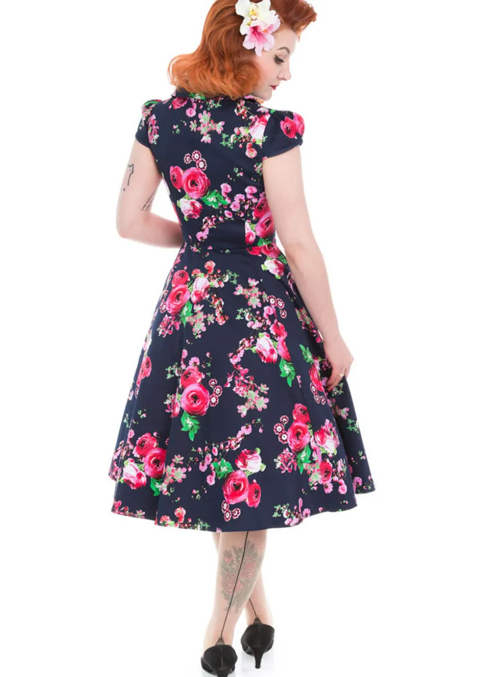 hearts__roses_midnight_ga_3.webp Hearts & Roses Midnight Garden 50's Swing Dress Navy
