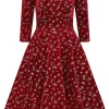 Hearts & Roses Paris Sparkle Velvet 50's Swing Dress Red