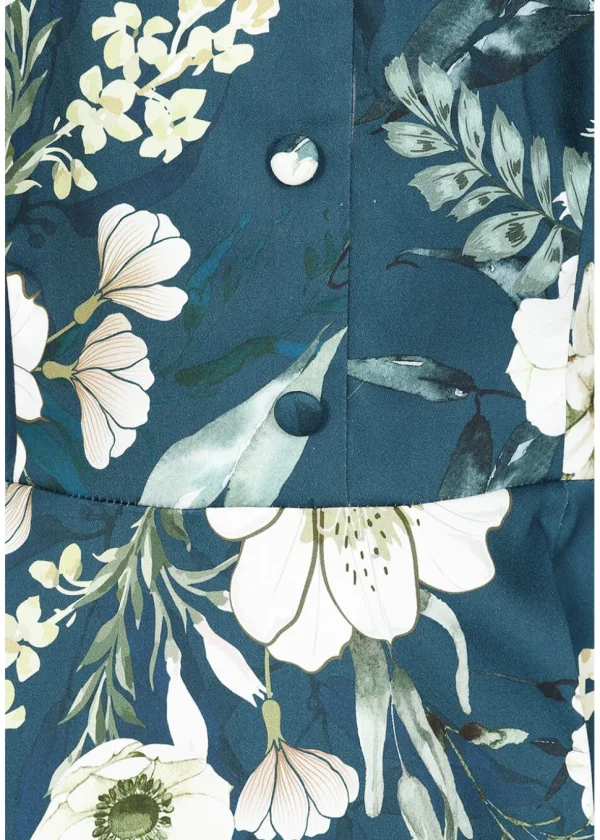 Hearts & Roses Petal Floral 50's Swing Dress Blue