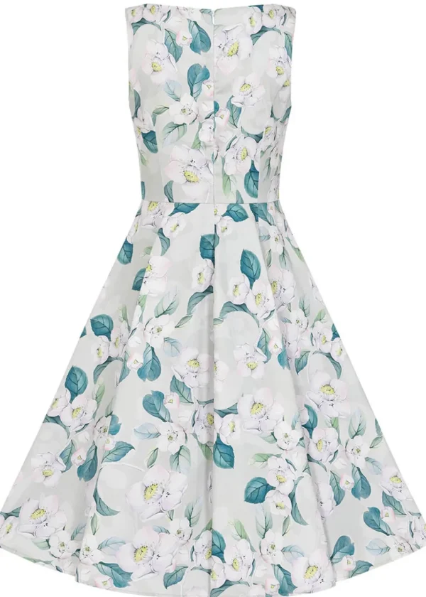 Hearts & Roses Rey Floral 50's Swing Dress Grey