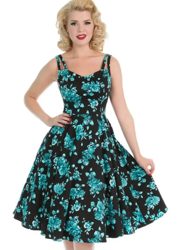 Hearts & Roses Rosacea 50's Swing Dress Black