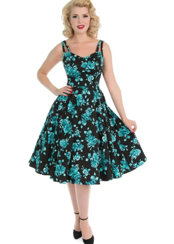 Hearts & Roses Rosacea 50's Swing Dress Black