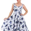 Hearts & Roses Rosanne 50's Swing Dress White Blue