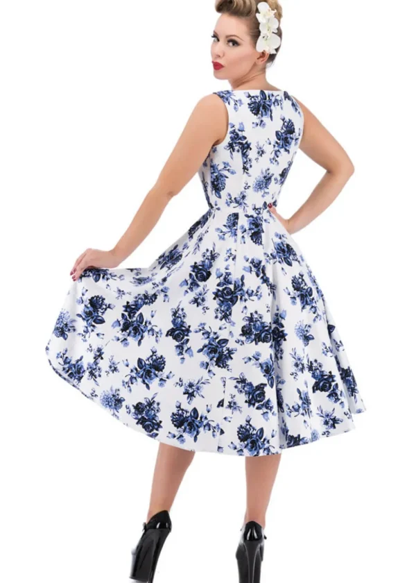 Hearts & Roses Rosanne 50's Swing Dress White Blue