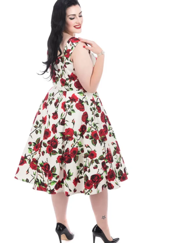 Hearts & Roses With Love 50's Swing Dress Ivory