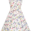 Hearts & Roses Zoey Floral Butterfly 50's Swing Dress White