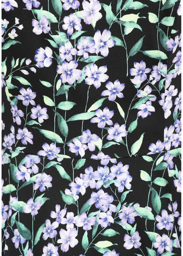 Hearts & Roses Aoife Floral 50's Swing Dress Black