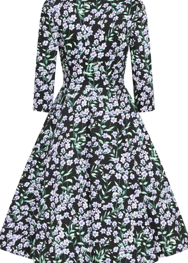 Hearts & Roses Aoife Floral 50's Swing Dress Black