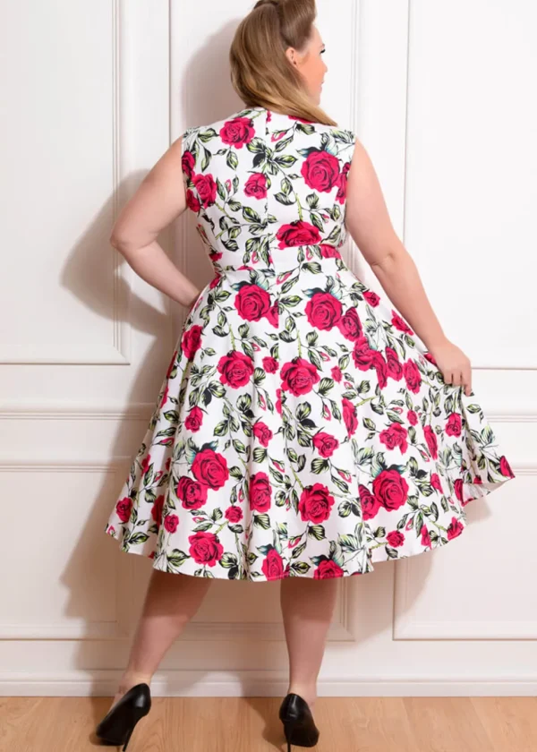 Hearts & Roses Hazel Floral 50's Swing Dress Ivory