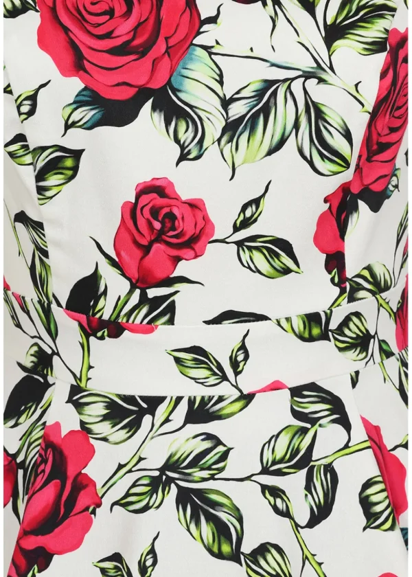 Hearts & Roses Hazel Floral 50's Swing Dress Ivory