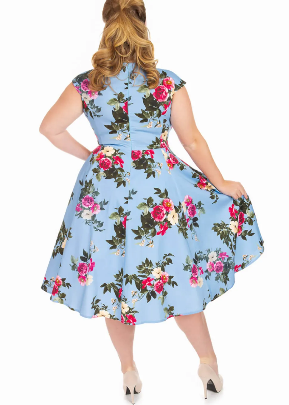 hearts_amp_roses_jolene_f_2.webp Hearts & Roses Jolene Floral 50's Swing Dress Blue