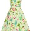 Hearts & Roses Kids Luisa Floral Swing Dress Green