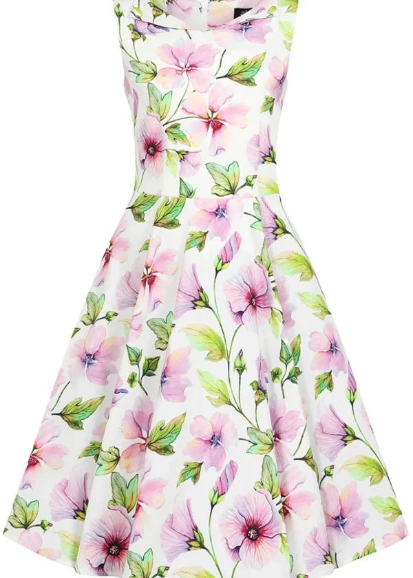Hearts & Roses Kids Naomi Floral 50's Swing Dress White