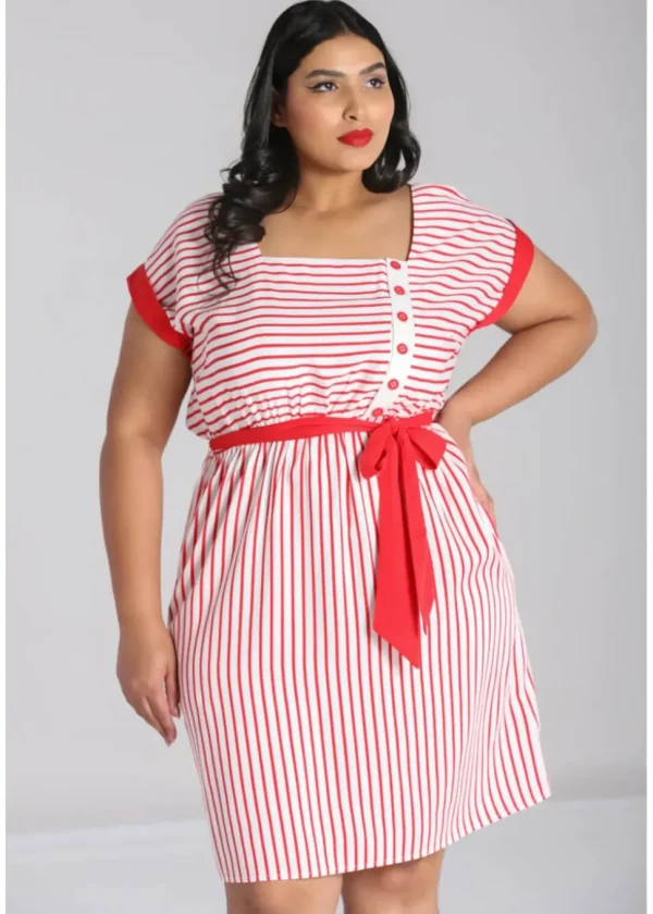 Hell Bunny Ahoy Stripe 40's Dress Red