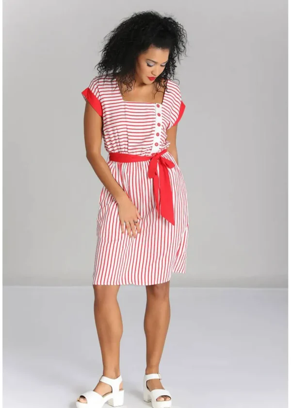 Hell Bunny Ahoy Stripe 40's Dress Red