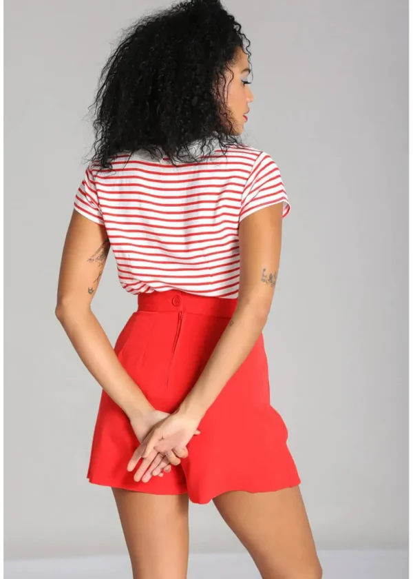 Hell Bunny Ahoy Stripe 40's Blouse Red