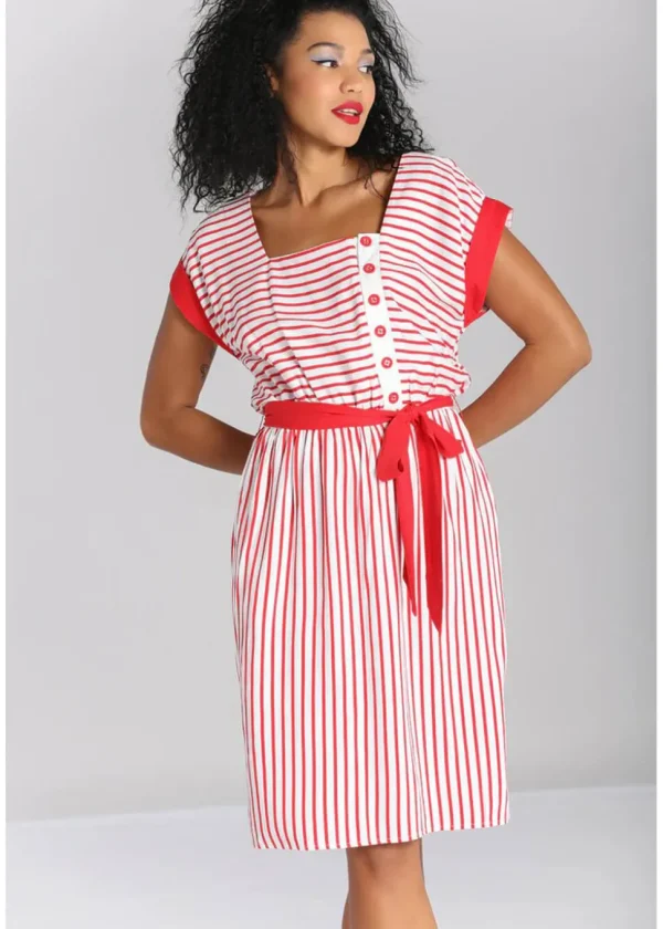 Hell Bunny Ahoy Stripe 40's Dress Red