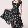 Hell Bunny Amanita Mushroom 70's Midi Dress Black