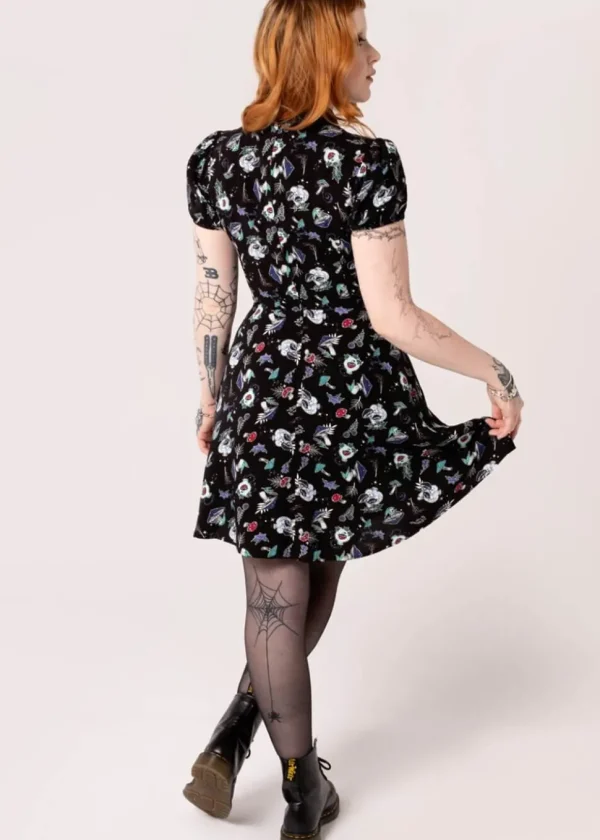 Hell Bunny Amanita Mushroom 60's Short Dress Black