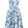 Hell Bunny Amazilia Leaves 50's Swing Dress Blue