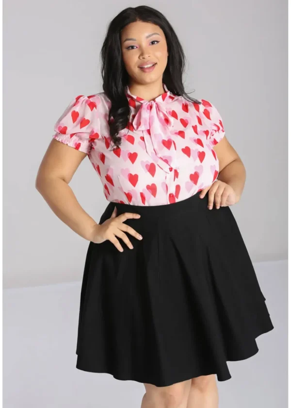 Hell Bunny Aphrodite Hearts 40's Blouse Pink
