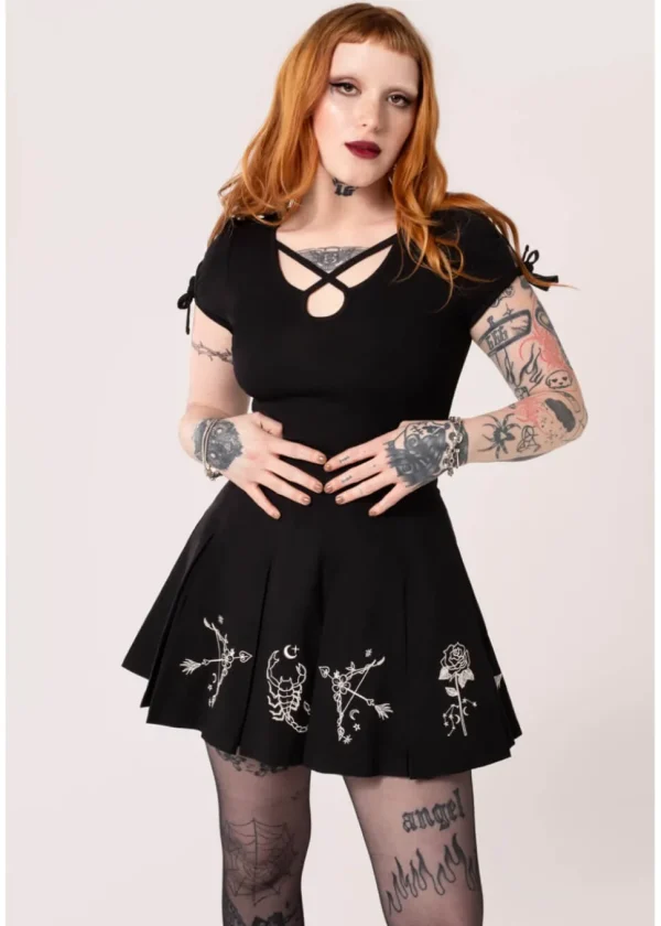 Hell Bunny Astrology 60's Short Skirt Black