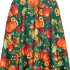 Hell Bunny Autumn Pumpkin 40's A-Line Skirt Green