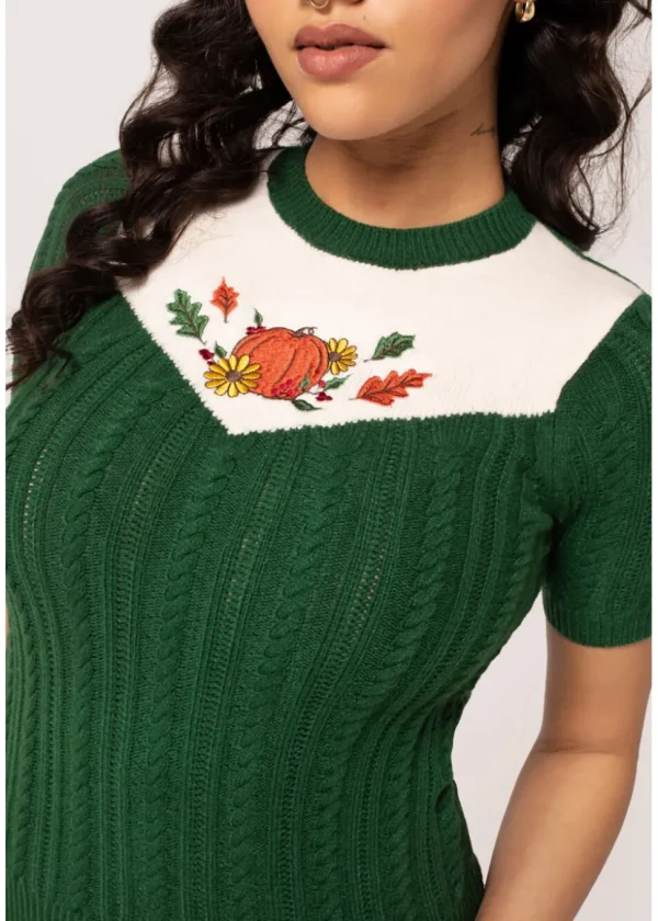Hell Bunny Autumn Pumpkin 40's Top Green