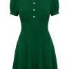 Hell Bunny Basil Fox Mini Dress Green