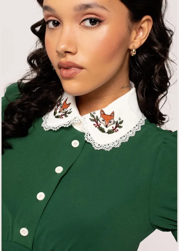 Hell Bunny Basil Fox Mini Dress Green