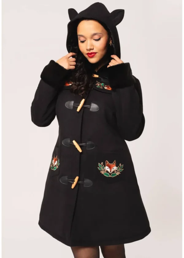 Hell Bunny Basil Fox 60's Coat Black