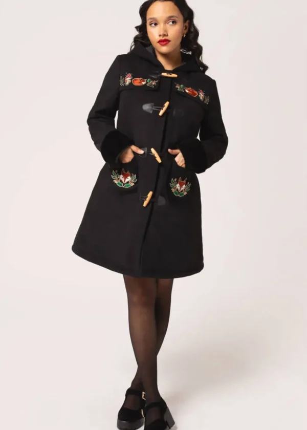 Hell Bunny Basil Fox 60's Coat Black