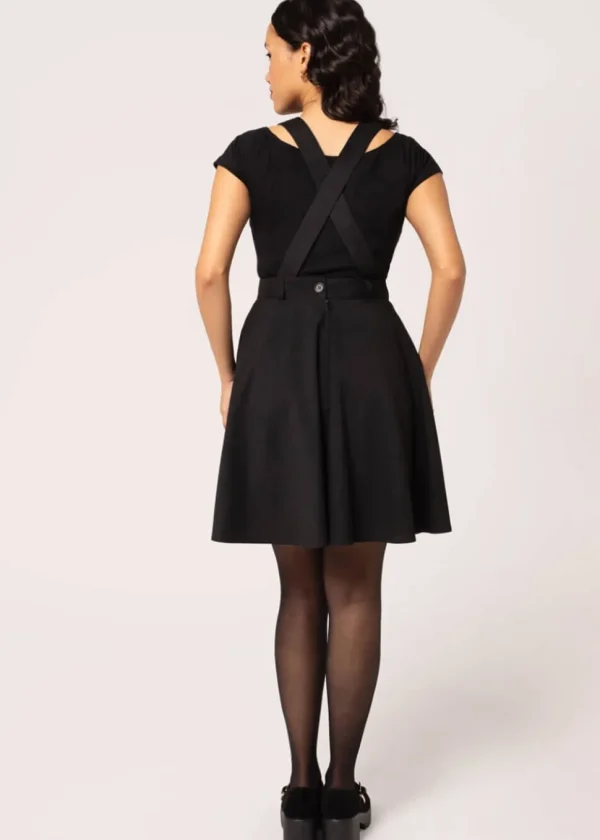 Hell Bunny Basil Fox 40's Pinafore Swing Dress Black