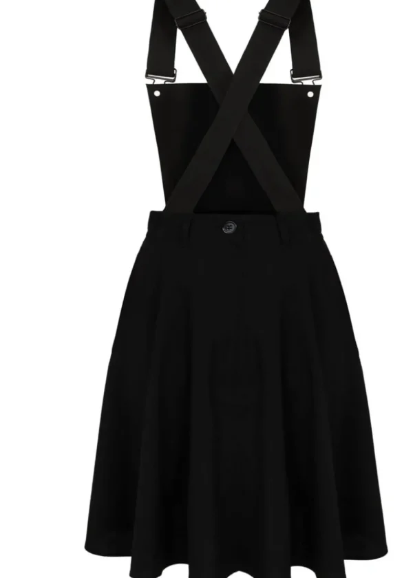 Hell Bunny Basil Fox 40's Pinafore Swing Dress Black