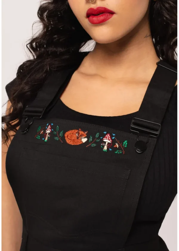 Hell Bunny Basil Fox 40's Pinafore Swing Dress Black