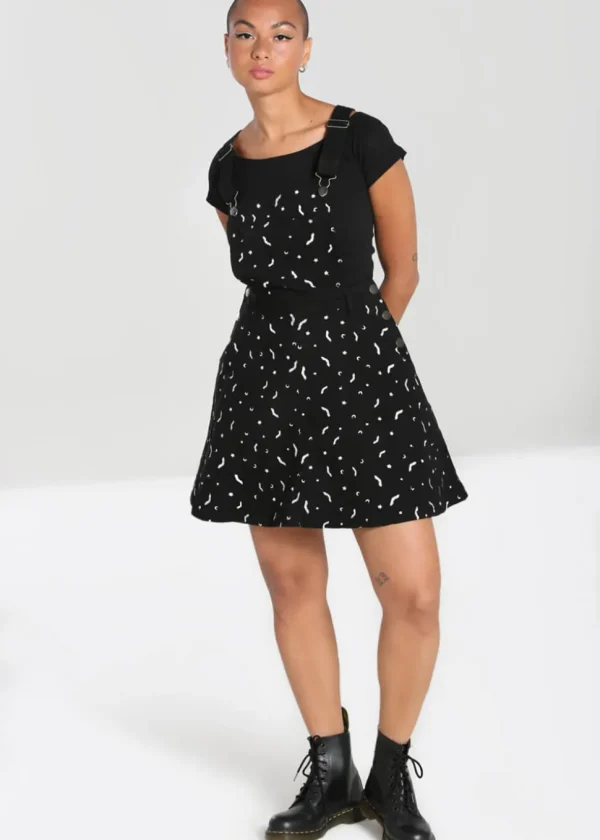 Hell Bunny Bat 60's Pinafore Dress Black
