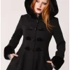 Hell Bunny Batilda Bat Duffel Coat Black