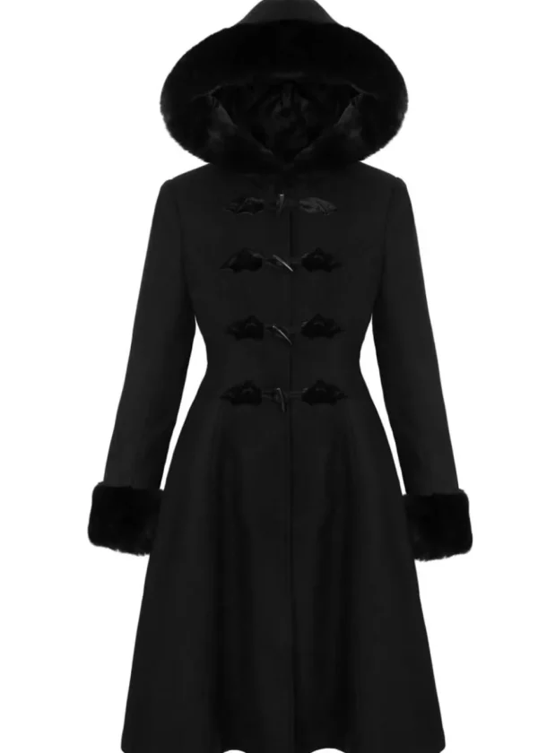 Hell Bunny Batilda Bat Duffel Coat Black
