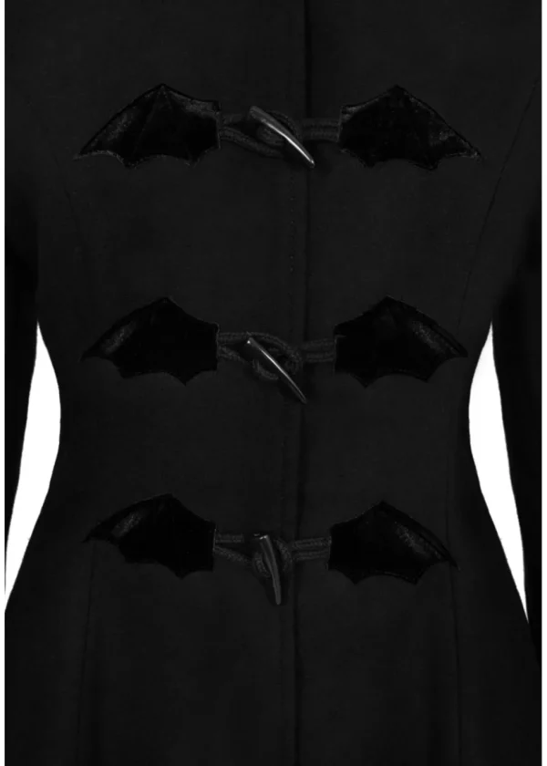 Hell Bunny Batilda Bat Duffel Coat Black