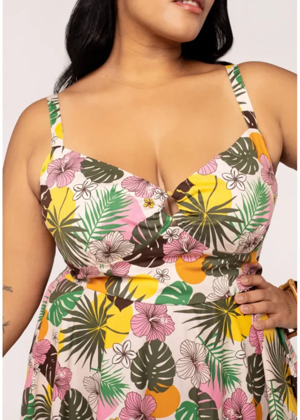 Hell Bunny Benita Tiki 50's Swing Dress in Beige
