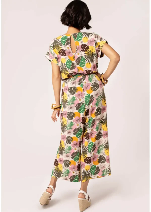 Hell Bunny Benita Tiki 50's Jumpsuit in Beige