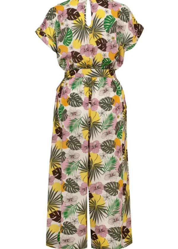 Hell Bunny Benita Tiki 50's Jumpsuit in Beige