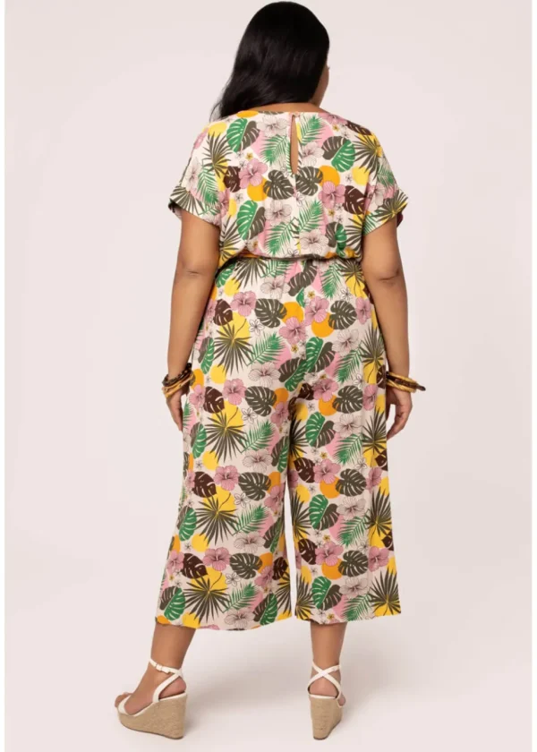 Hell Bunny Benita Tiki 50's Jumpsuit in Beige