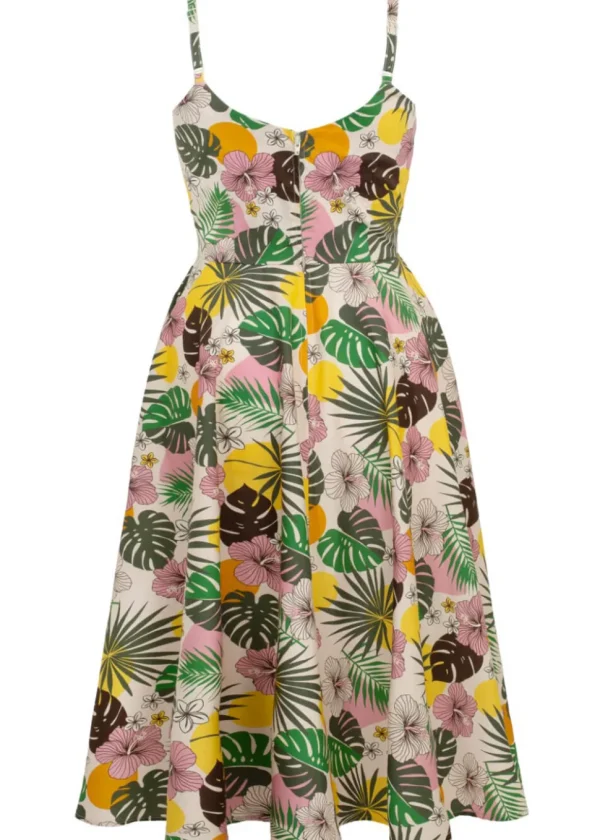 Hell Bunny Benita Tiki 50's Swing Dress in Beige